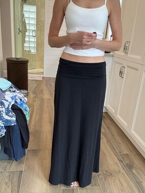 Vintage Lily Rose Black Foldover Top Maxi Skirt